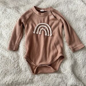 Cozy Brown Kids One Piece with Rainbow Design